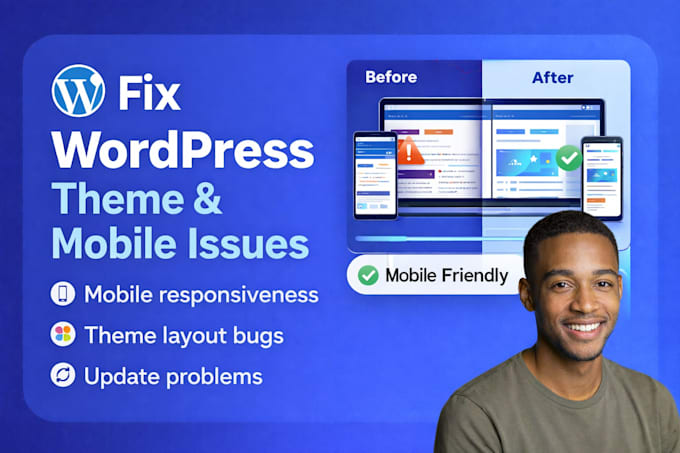 fix wordpress critical error, CSS fix, theme bugs and mobile responsive issues