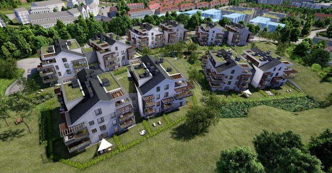 visualize 2d residential site plan, city layout design, cgi landscape renderings
