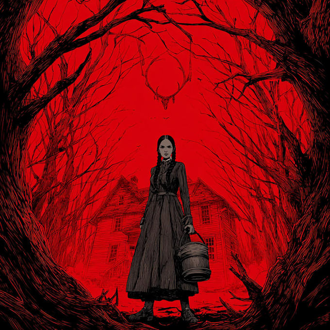 create horror and gothic line art illustrations