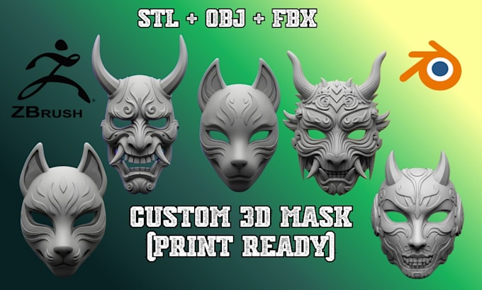 Custom 3d mask helmet cosplay halloween mask oni mask 3d anime mask stl ...