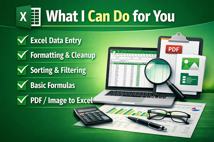 do excel data entry, formatting and basic formulas