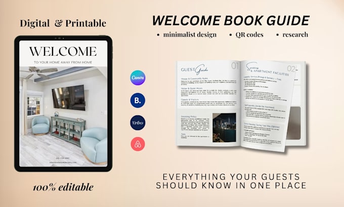 create a custom welcome book for your airbnb guests rentals