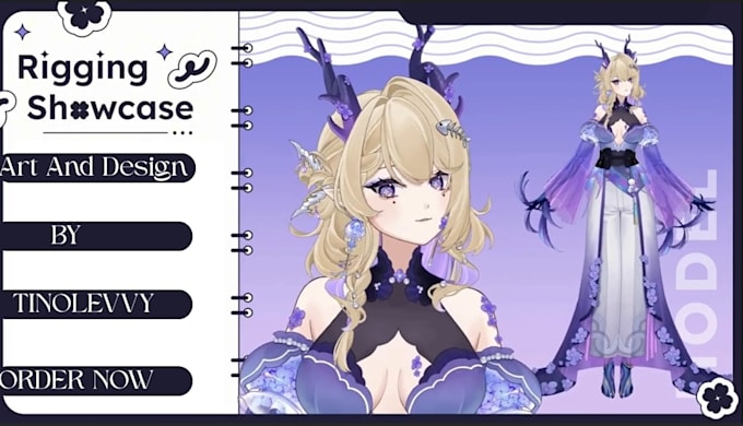 design and rig live2d vtuber model, 2d vtuber illustration, live2d model