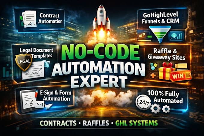 create no code contract automation website raffle ghl legal doc template website