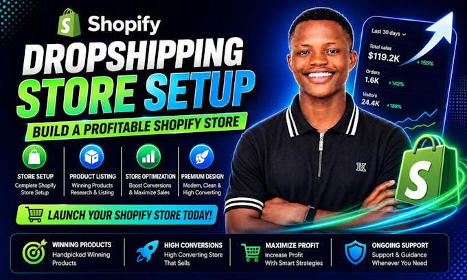 build shopify website design or redesign shopify store dropshipping store design