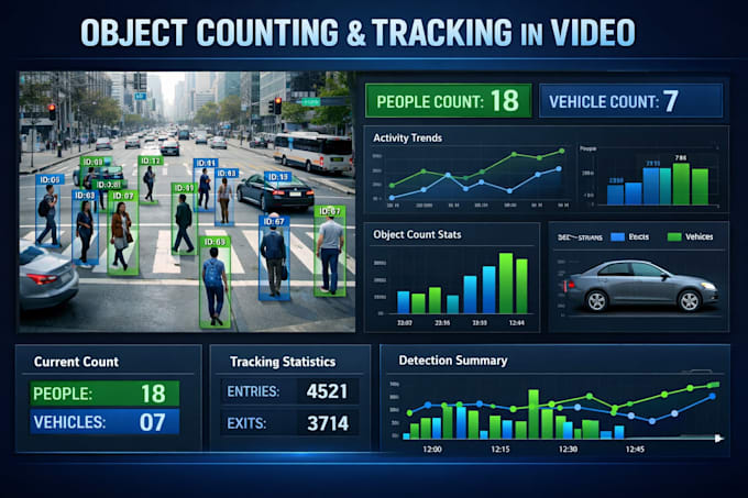 develop detection and tracking based computer vision for multi object counting