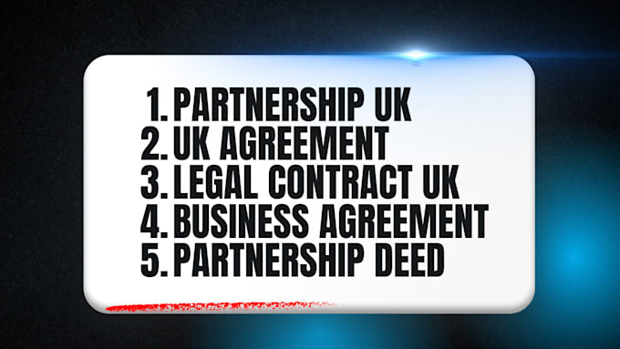 Draft a legally binding uk partnership agreement, uk agreement ...