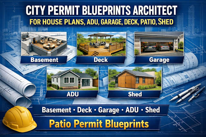 City permit blueprints architect for house plans, adu, garage, deck ...