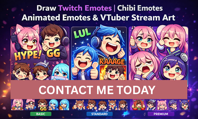 draw twitch emotes chibi emotes animated emotes vtuber for stream