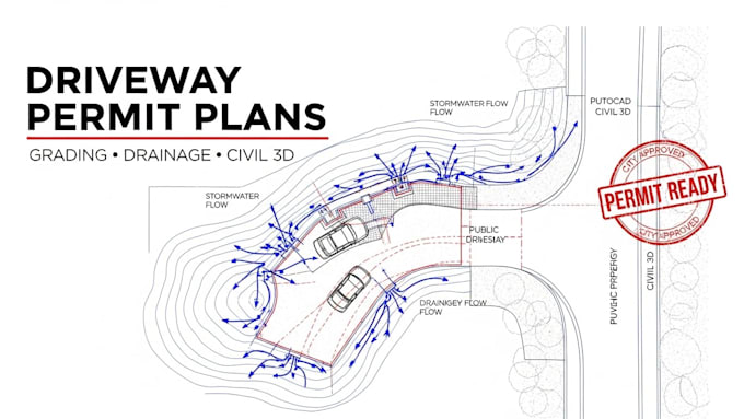 create driveway permit grading drainage site plan using autocad civil 3d