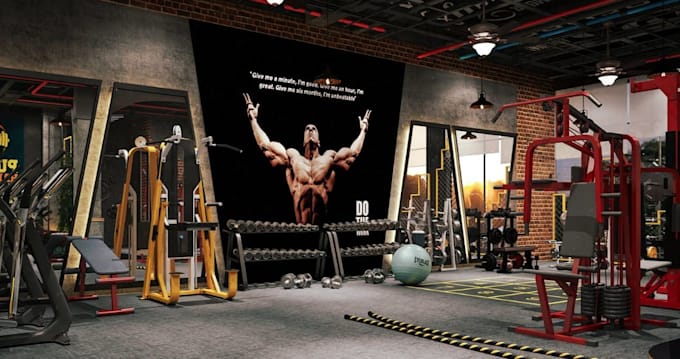 Design modern 3d gym house fitness center industrial gym interior gym ...