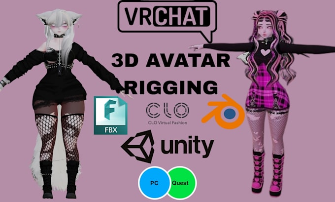 Rigging de avatar vrchat, physbones vrchat, pintura de peso vrchat ...