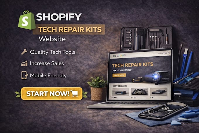 design a high converting shopify website for tech repair kits and tools store