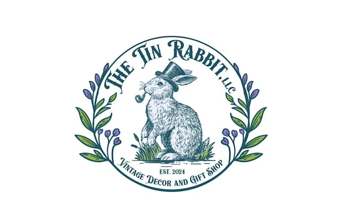 design classy bunny looks cute realistic logo
