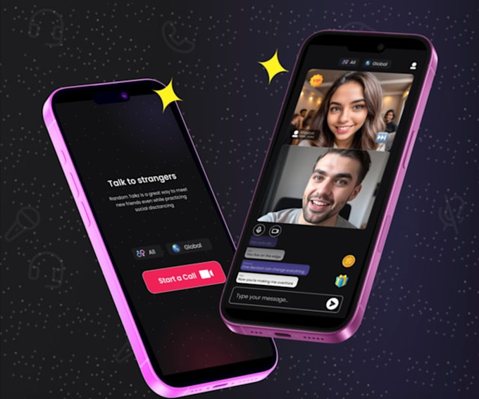 create a random video call app with webrtc, similar to omegle