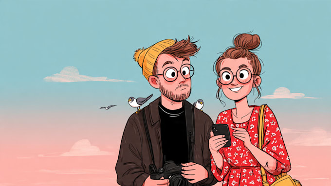 Draw a digital cartoon illustration by Avionhardso | Fiverr