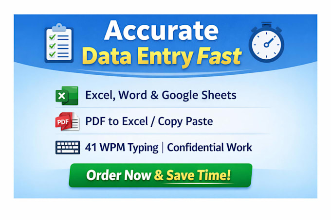 do accurate data entry, excel data entry and copy paste work