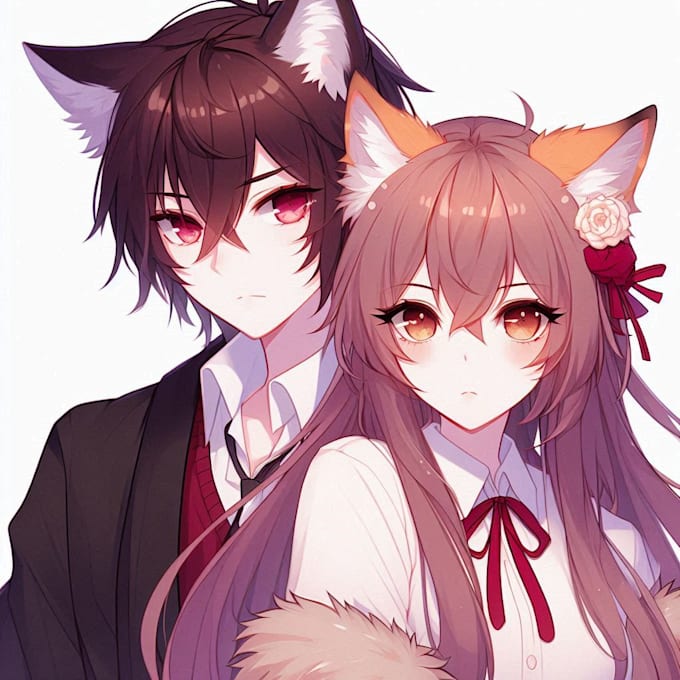 draw you cute anime couple art portrait