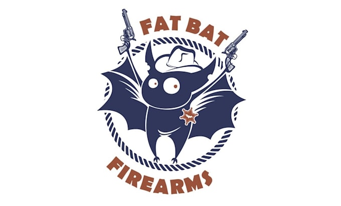 design unique modern fat bat firearms logo