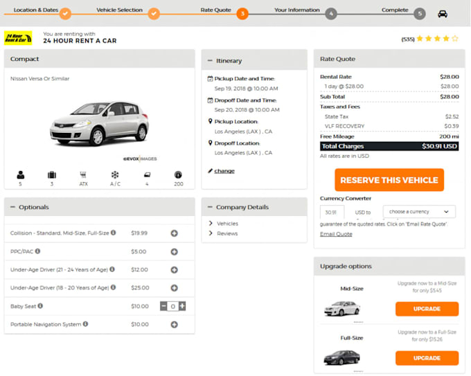 car rental wordpress website