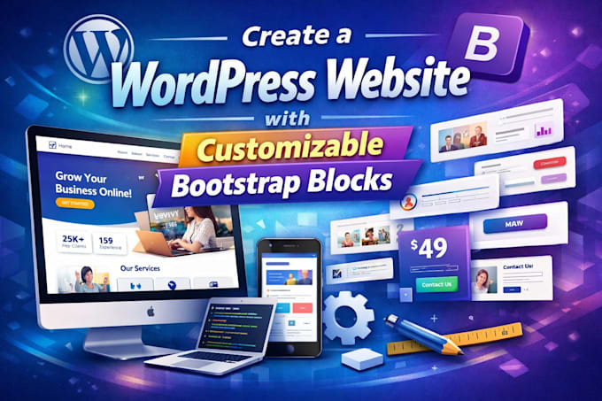 create wordpress website with customizable bootstrap blocks