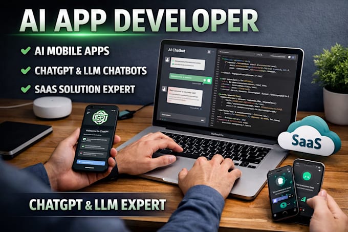 develop ai mobile apps, chatgpt and llm chatbots, and saas solutions