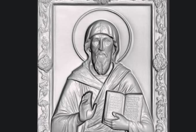 make 3d saint bas relief model , wall decor for print, 3d mythological relief