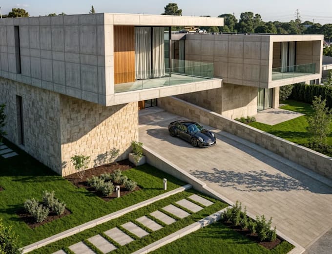 Building Reconfigured Reconfigure residential building,open plan living,exterior villa ...