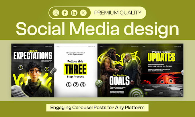 design creative carousel posts for instagram facebook and linkedin