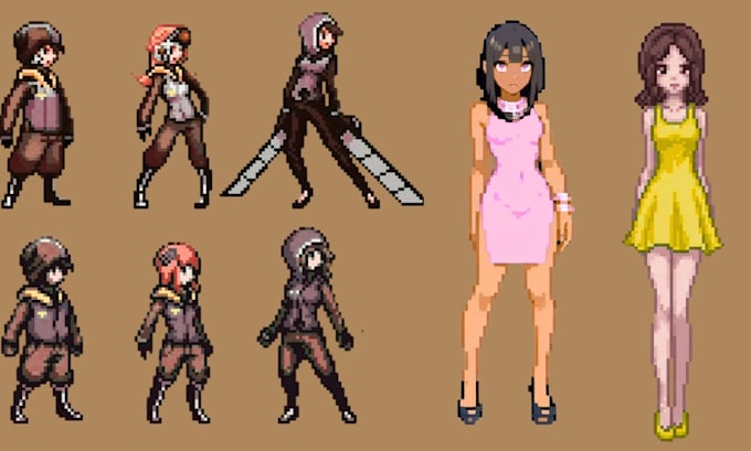 Pixel art character sprite sheet pixel character design game art 8bit ...