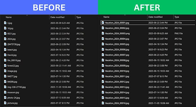 batch rename large number of files automatically