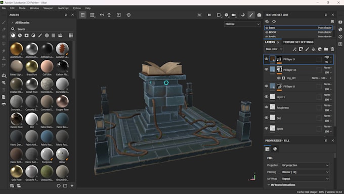 texture any 3d models in substance painter for unreal and unity