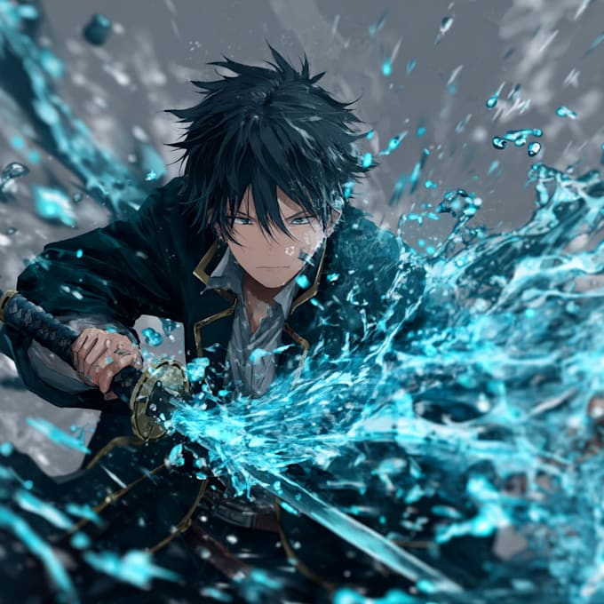 make illustration in anime and realistic splash art