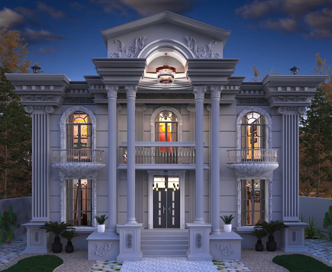 do modern exterior design and render
