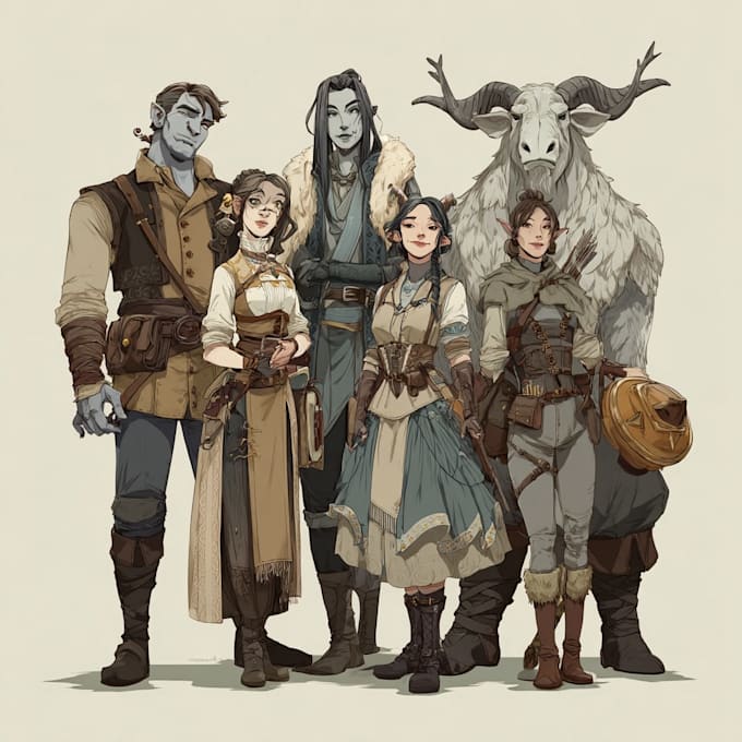 design dnd character art for dnd party and pathfinder