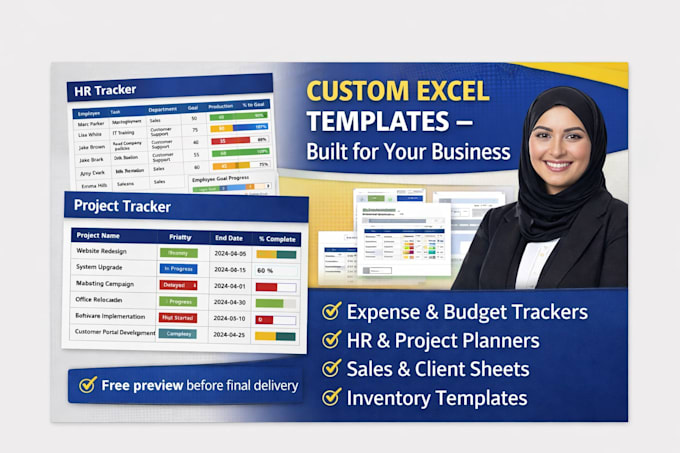 design a custom excel template for tracking, planning, or reporting