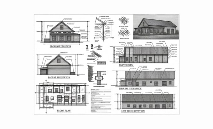 draft architectural plans, construction drawings, blueprints in autocad 2d