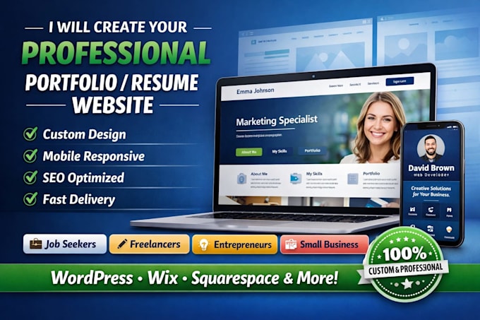 Create portfolio website, cv, business resume website, personal website ...