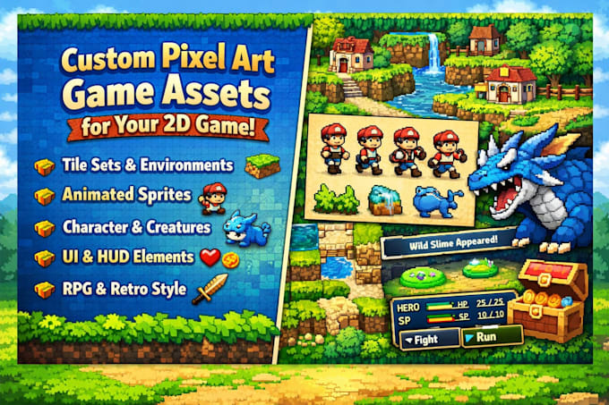 do pixel art assets character animation tileset sprite sheet pokemon sprite