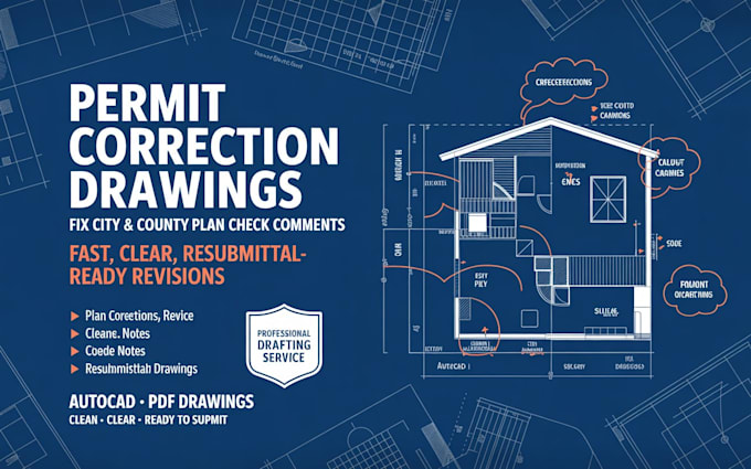 update texas permit drawings to address city correction comments