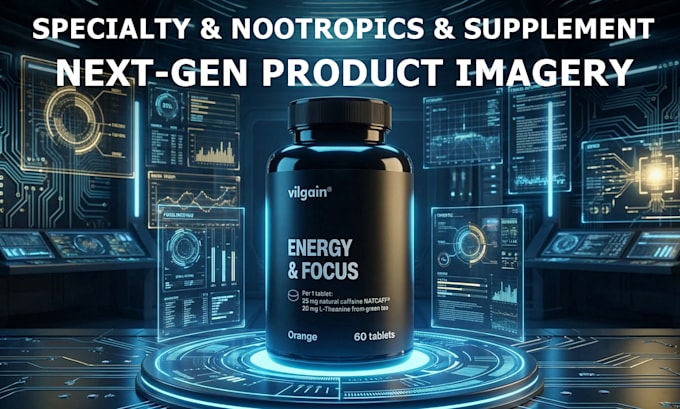 next gen ai nootropic product visuals and 3d renders