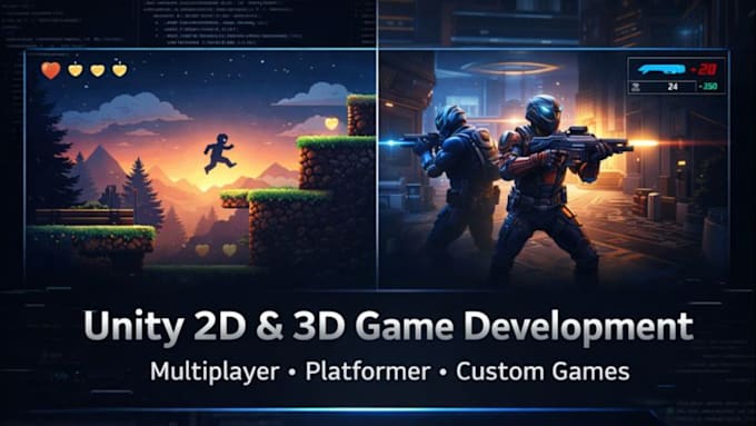 develop 2d or 3d unity game, multiplayer game, platformer game for you
