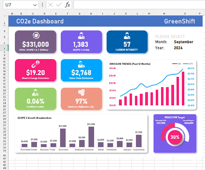 develop carbon footprint tool in excel