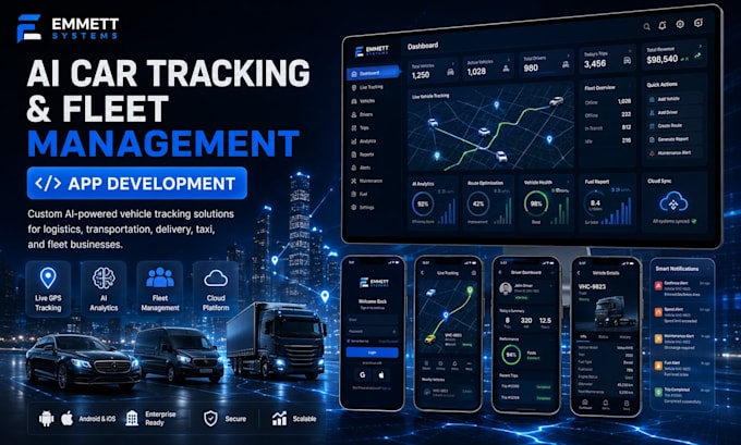 develop a custom car tracking app, gps tracking app and fleet management system