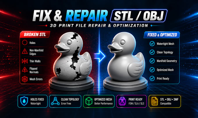 repair and optimize stl or obj files for 3d printing