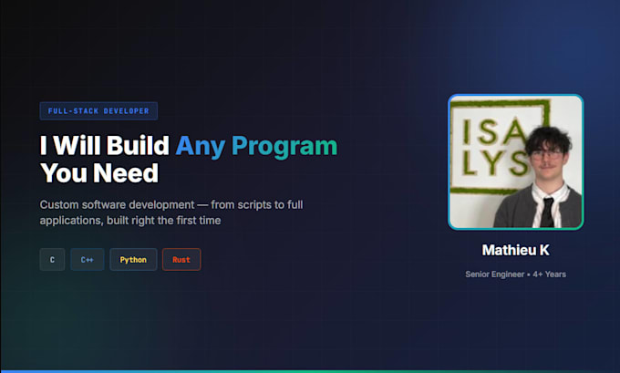 do any c, cpp, python or rust program you need