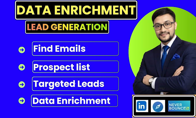 do data enrichment, find emails, prospect list building, b2b lead generation