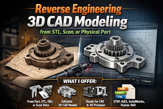 Reverse engineering 3d cad modeling from stl, step, image, scan or ...