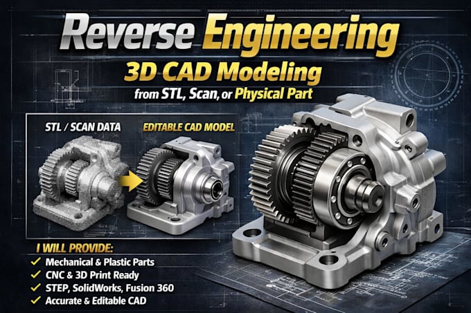 Do reverse engineering and 3d cad modeling from stl, scan, or physical ...