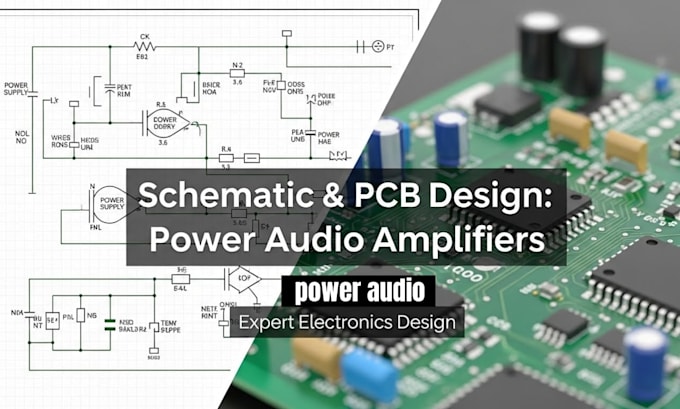 do a schematic and pcb, power audio amplifiers, pre amplifiers
